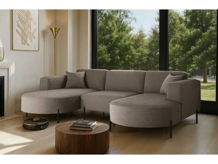 Kaiser Möbel Ecksofa Sofa Designer Modena U Rein stoff Noel, Quelle und Poso, Große Farbauswahl, komfortabel, bequem, praktisch