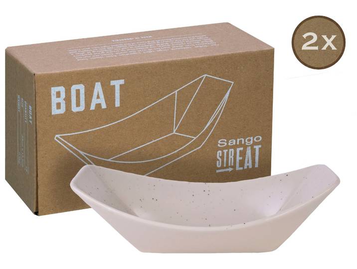 Servierschale CREATABLE Schiffchen , weiß, B:13,5cm T:23,5cm, Steinzeug, Schüsseln, Servierschale, Snackschale, Topaktueller „Street Food“ Trend