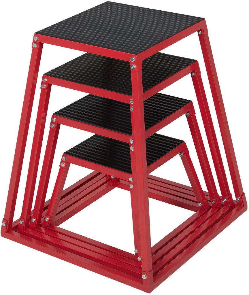 idealhouse Set of 4 Heavy Duty Carbon Steel Plyometric Jump Boxes in 30/45/60/75cm, Non-Slip Stackable Plyo Step-Up Boxes for Cross Training, HIIT, Strength and
