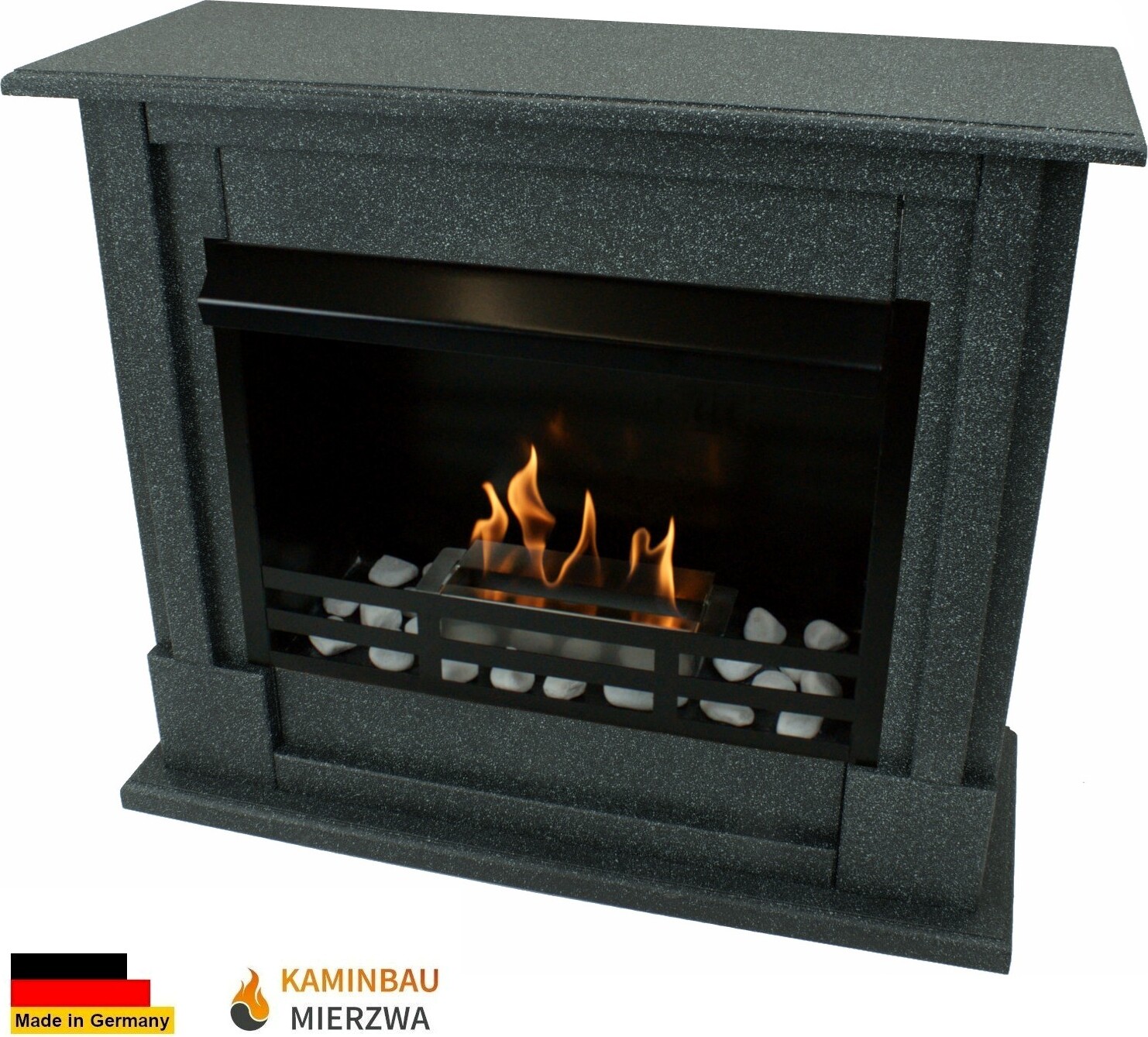 Ethanol und Gelkamin Modell Emily Deluxe Granit Dunkel incl.1 L Brenner aus Edelstahl