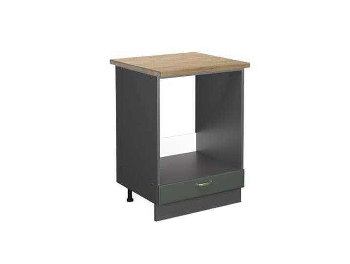 Vicco Herdumbauschrank Fame-Line, Grün-Gold Landhaus, 60 cm MDF-Front · Arbeitsplatte Eiche · Höhenverst. Füße · Metallgriffe · Einfache Integration