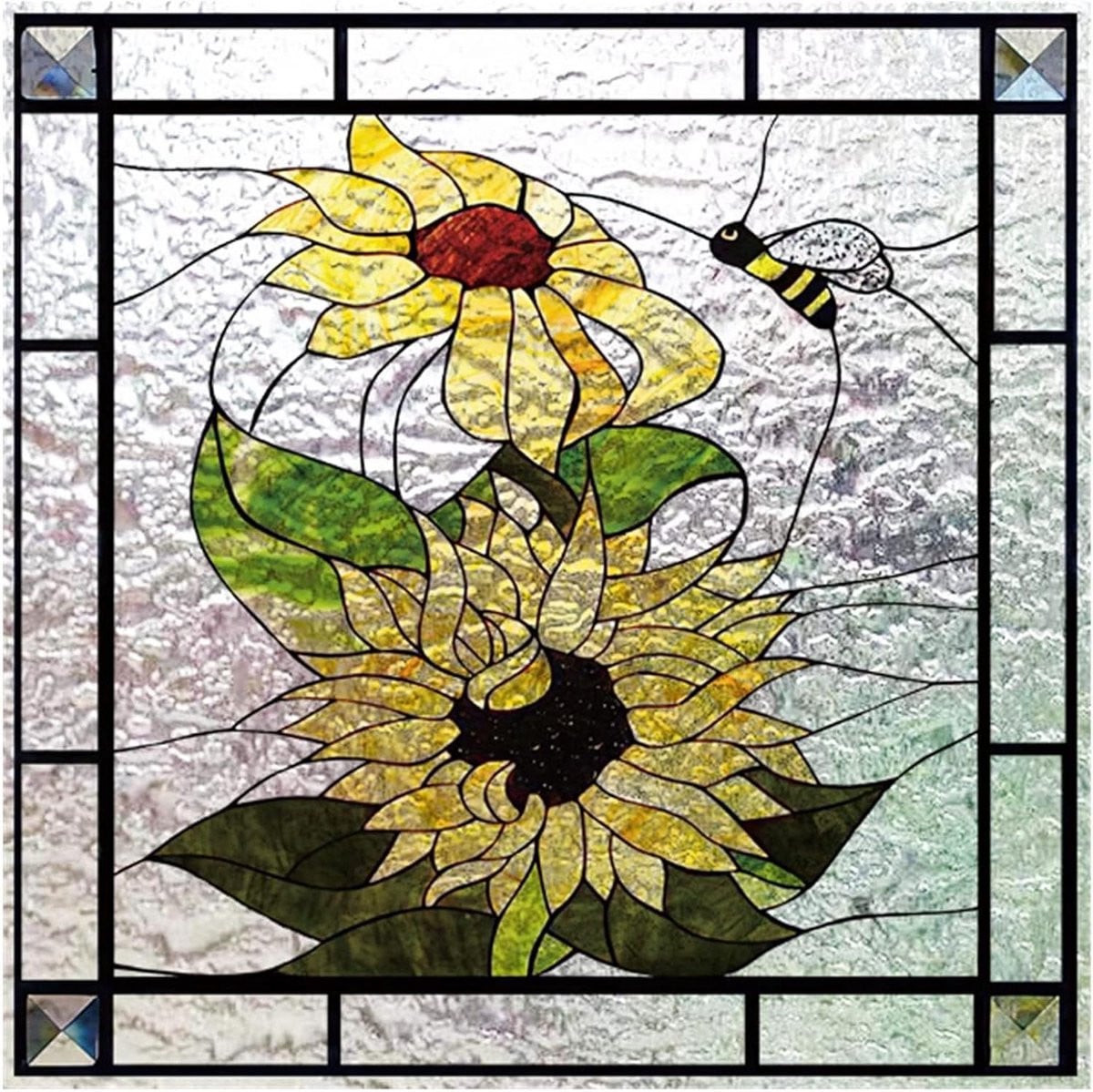 Decoratieve Raamfolie Glas-in-lood Art Deco Design Gekleurd B: 30 cm, H: 1830 cm