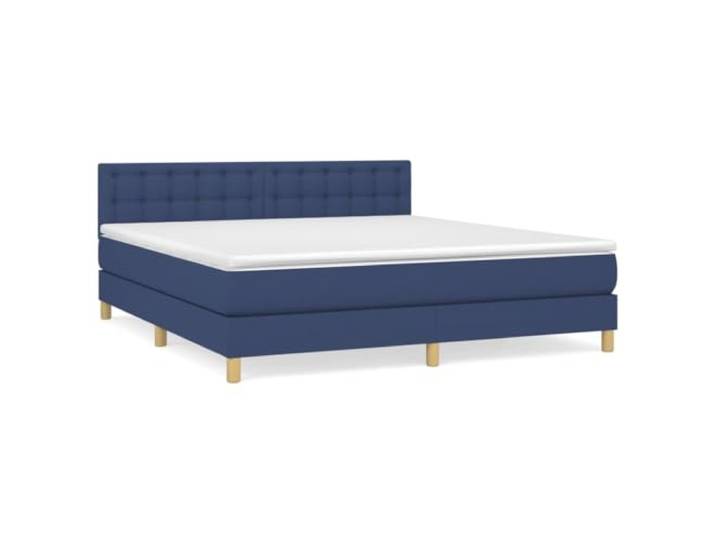 PUGYNBK Boxspringbett, Stoff, Blau, 160 x 200 cm Verstellbares Kopfteil, Taschenfedern, mittlere Festigkeit, atmungsaktiver Schutz