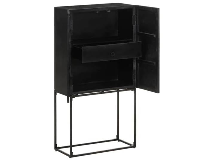 KKgypkn Sideboard Schwarz 60x30x120 cm Massivholz Akazie und Mango, 2 Türen 1 Schublade, Aufbewahrungsschrank, Dekorativ