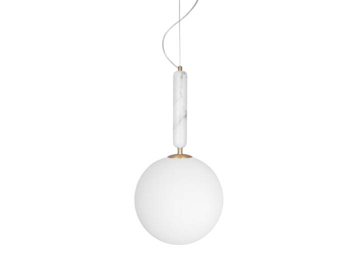 Grosse Marmor Pendellampe „Torrano“ Ø 30 cm weisser Marmor Globen Lighting