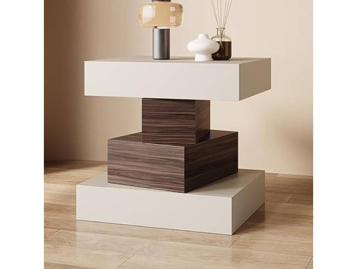 Bett Beistelltisch Modern, Unregelmäßiger Nachtkommode mit 4 Schubladen und Leises Gleiten, Nachttischmöbel Nachtschrank, Holzplatte Organizer für Gegenstände, Studentenwohnheim(Off-white,50cm)