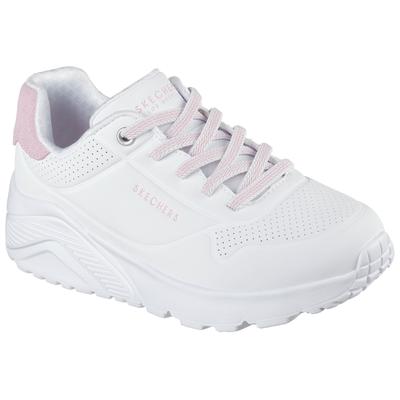 Sneaker SKECHERS "UNO LITE", Mädchen, Gr. 33, Textil, rosa (weiß, rose), Lederimitat, unifarben mit Farbeinsatz, Schuhe Sneaker, Slip-on Sneaker, Schlupfschuh, Freizeitsneaker mit Gummizüge