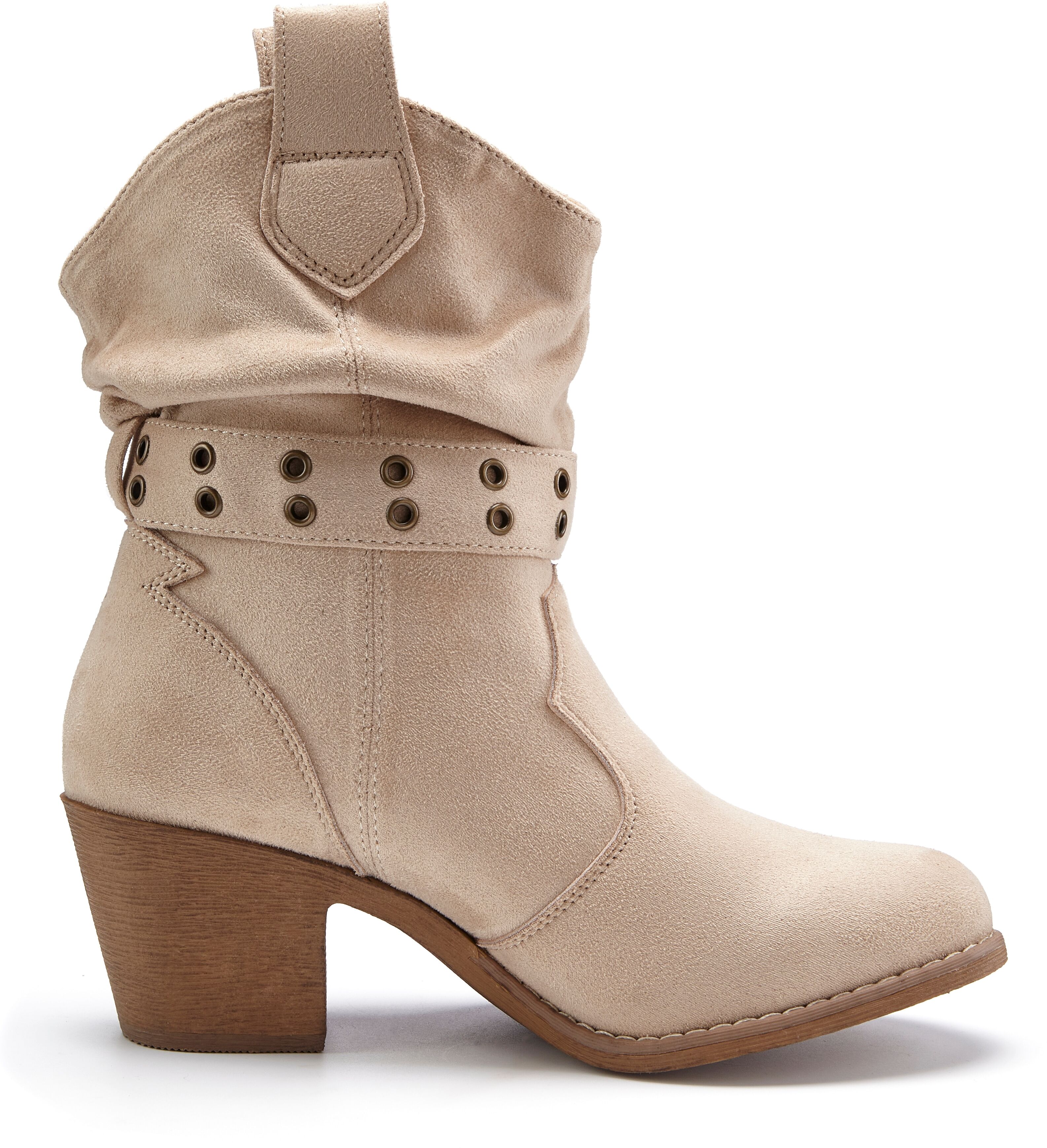 Cowboy Stiefelette LASCANA "Herbststiefelette", Damen, Gr. 39, Textil, beige, Obermaterial: 100% Textilmaterial. Decksohle: 100% Lederimitat. Futter: 100% Textilmaterial. Laufsohle: 100% Synthetik, unifarben, Schuhe Cowboy Stiefelette, Cowboy Boots, Weste