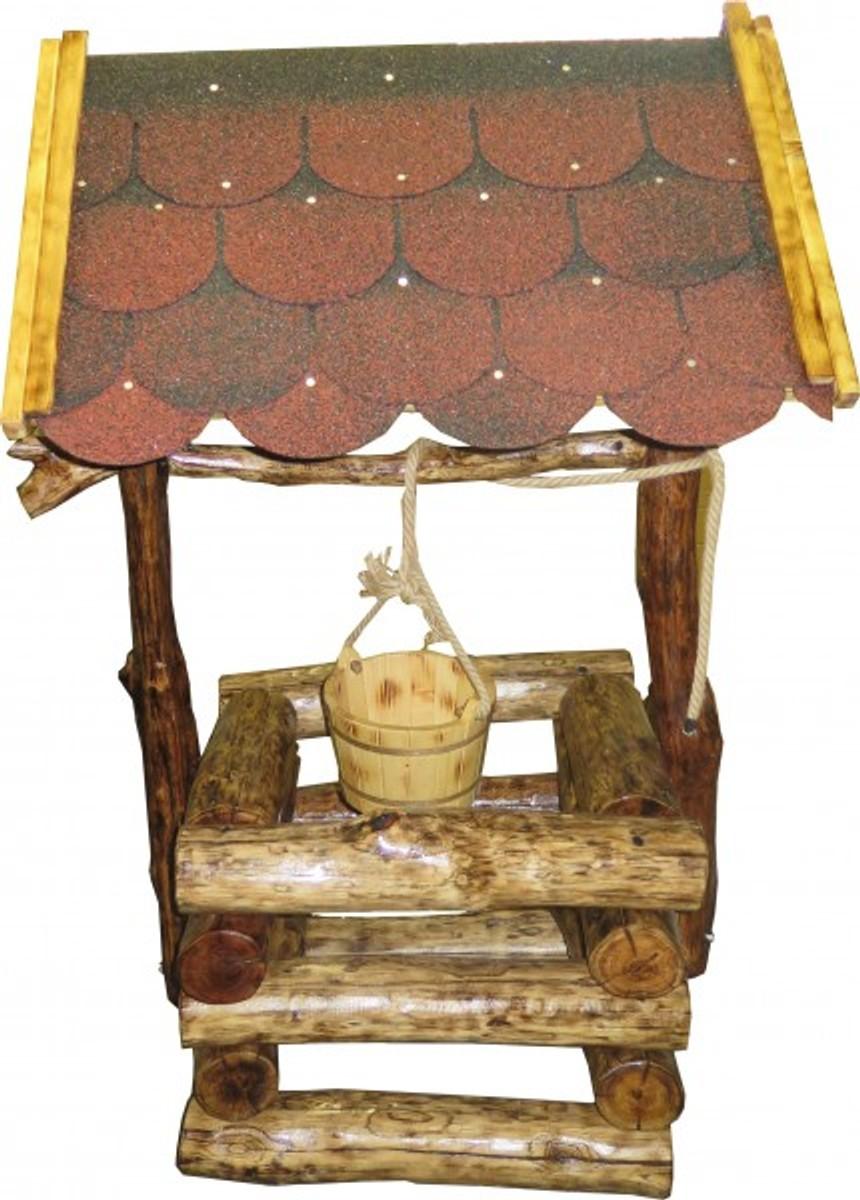 Casa Padrino Gartenbrunnen Rustikal mit Schöpfeimer aus massivem Eichenholz, 60 x 60 x 150 cm