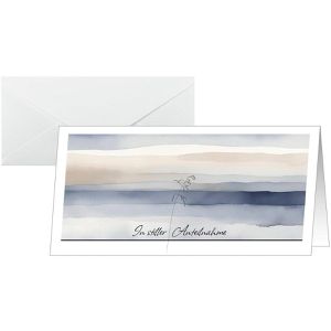 Sigel Trauerkarten DS624, Aquarell, 110 x 220mm, Klappkarten mit Umschlag, 10 Stück