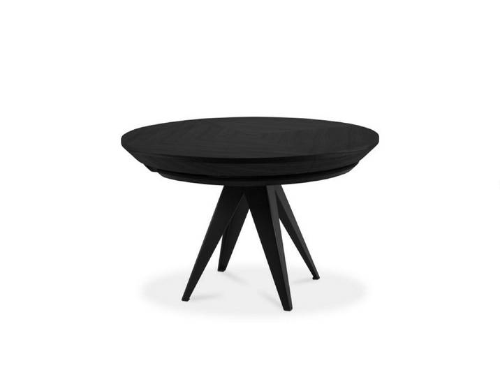 Ausziehbarer Esstisch GLOBO Schwarz Für Wohnzimmer und Esszimmer 120-220 x 120 x 76 cm, Rund