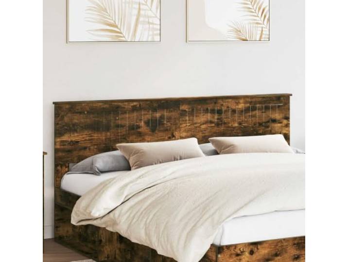 Modernes Kopfteil Räuchereiche eckig aus Maschinenholz, minimalistisches Design, einfache Montage und Trockenreinigung.