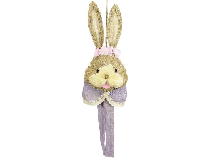 Dekofigur I.GE.A. Tierfigur Bast-Hasenkopf Hase Osterhasen Deko Ostern Osterdeko , lila (violett), B:21cm H:80cm, Baumwolle, sonstige Fasern, Dekofiguren, Dekofigur, Türdeko Wanddeko Osterfigur Frühlingsdeko Dekohase Skulptur Frühling