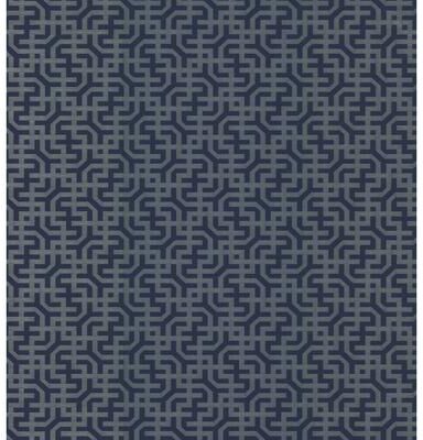York Wallcoverings Dynastic Lattice Navy Wallpaper
