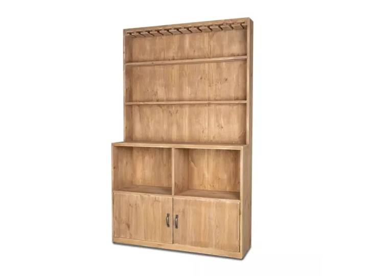 Etagère d'exposition bouteilles et verre 4 niveaux bois massif