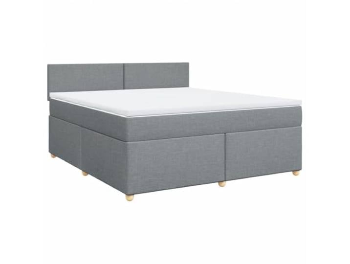 PUGYNBK Boxspringbett, hellgrau, 180 x 200 cm Lattenrost mit Taschenfederkernmatratze, waschbarer Matratzenschoner, Lattenrost