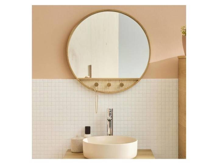Miroir rond chêne NESTO 60x60cm