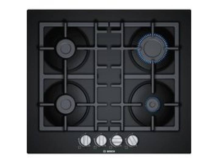 Bosch Table cuisson gaz 60cm 4 feux noir - pnp6b6b90