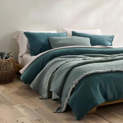 All Categories Goods Reversible Full Queen Cotton Chambray Coverlet, Dark Teal Blue, Soft Jacquard Weave Reversible Full Queen Cotton Chambray Coverlet, Dark Teal Blue, Soft Jacquard Weave