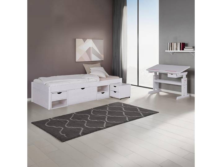 Chambre enfant Baru lit rangement 90 x 200cm Blanc