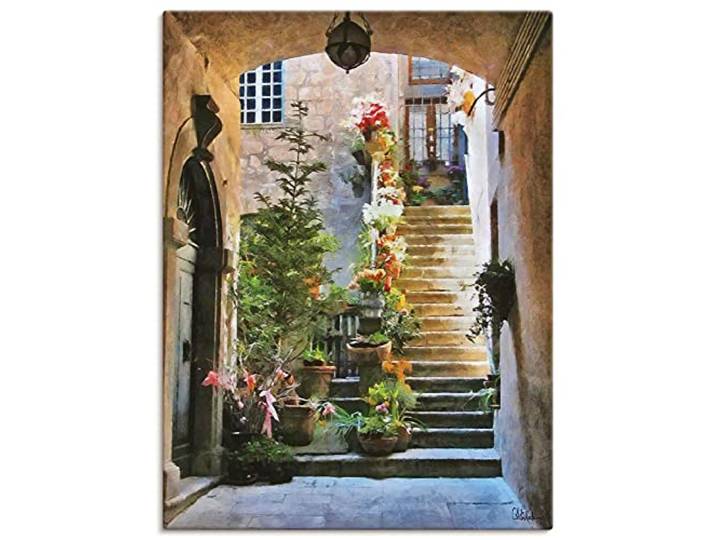 ARTLAND Wanddeko Leinwand Bilder Wandbild 45x60 cm Gemälde Architektur Blumen Italien Städte Kunst Mediterran U2TC