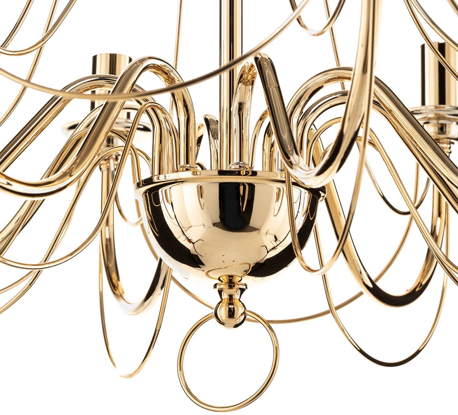 Chandelier Retro Domiluce, dimmable, Brass / gold, Living / Dining Room, metal, Ceiling Light