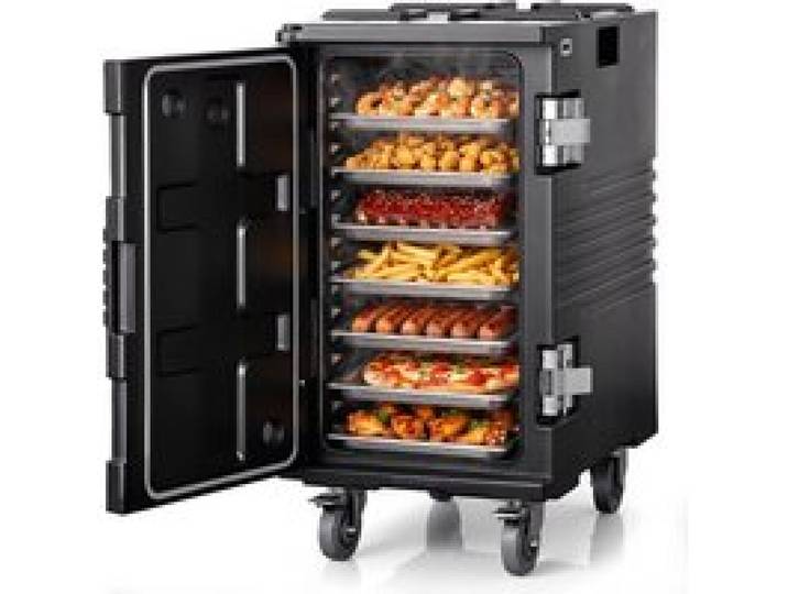 VEVOR Conteneur Isotherme 120 L, Caisson Isotherme Alimentaire pour Bacs GN sans Électricité, pour Maintien au Chaud ou Frais Restauration, Boîte de Transport Traiteur Empilable en LLDPE avec Roues