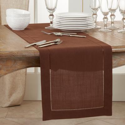 Saro Lifestyle Classic Hemstitch Table Runner - Textured Border Runner for Dining & Formal Entertaining