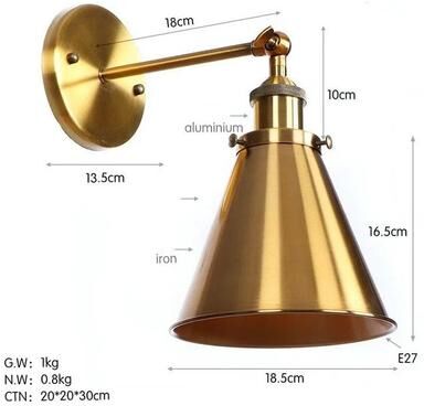 Useful Little Things Retro Bronze American Wall Lamp With Adjustable Rocker Arm For Bedroom, Study, And Staircase e warm Light