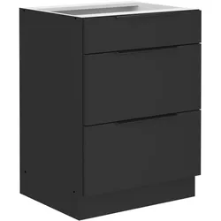 Küchen Unterschrank 60 cm SIENA Schwarz Vollauszug Soft-Close Küche Küchenzeile