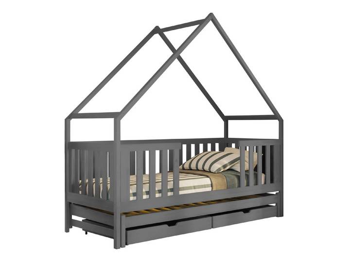 MIRJAN24 Kinderbett Magic (mit zwei Bettschubladen), zwei Schlaffläche, Lattenrost, Holzkonstruktion