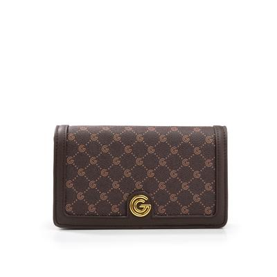 Geldbörse "QUEEN", Damen, braun (dunkelbraun), Lederimitat, GABRIELLA G BY GABRIELLA GUCCI, Kleinlederwaren, Damen Portemonnaie, Geldbeutel, Schultertasche im Querformat