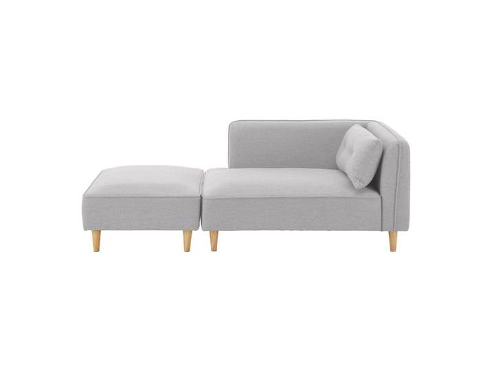 Sofa Fanny Hellgrau Leinenoptik mit Hocker