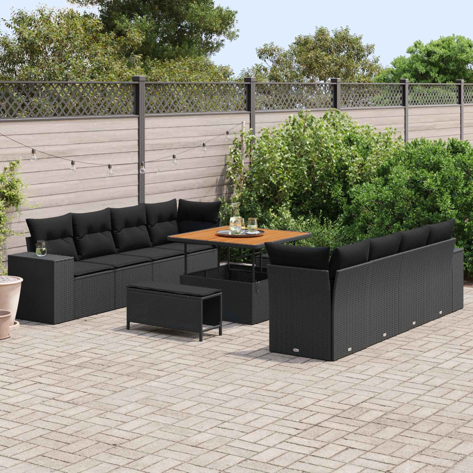 vidaXL Ensemble de canapé de jardin Noir polyrotin