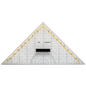 Rumold Geodreieck 1084, mit Schneidekante, 32,5 cm Hypotenuse, Acrylglas, mit Griff
