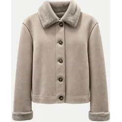 Faux-Suede Kurzjacke mit Webpelz Beige 36