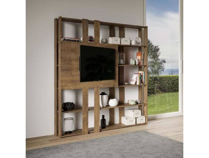 Bibliothèque et meuble TV - KATO - Kato N - Noyer - Blanc - Résistant à la flexion