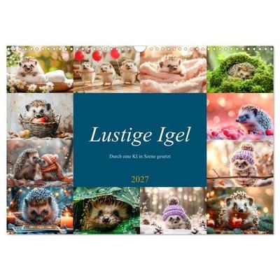 Lustige Igel (Wandkalender 2027 DIN A3 quer), CALVENDO Monatskalender