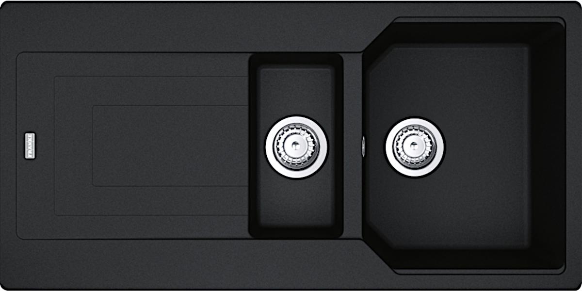 FRANKE flächenbündige Spüle URBAN UBG 251-100 in ONYX inkl. Abtropfbecken / Granitspüle