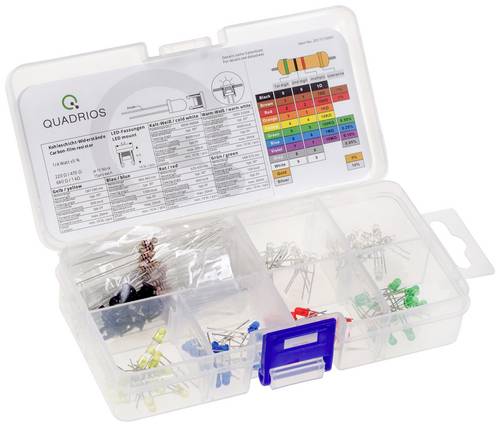 Quadrios LED-Sortiment Rot, Grün, Gelb, Blau, Kaltweiß, Warmweiß 3mm 20mA 2 V, 3V