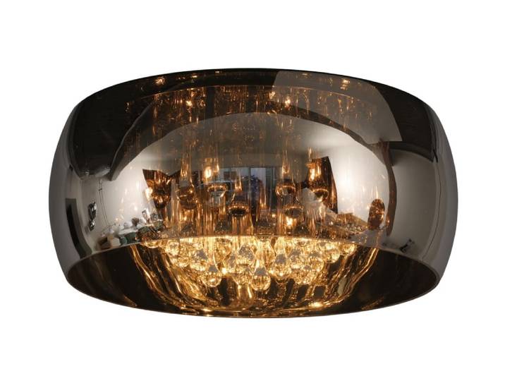 Plafonnier verre 6 lumieres verre chomé