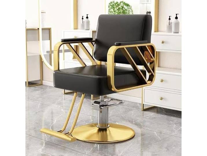 Dalumian Robuster Salonstuhl, Barbershop-Stuhl Um 360° drehbar & höhenverstellbar, belastbar bis 150kg, hoher Sitzkomfort, robuster Tellerfuß(B)