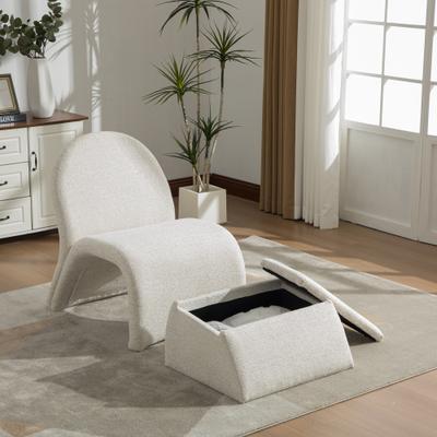 GREATPLANINC Chenille Fabric Accent Chair with Storage Ottoman