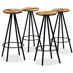DELUKE Barhocker LUKE 4er Set Massives Altholz Mehrfarbig | Barstühle Küchenhocker Thekenhocker für Küche Hausbar