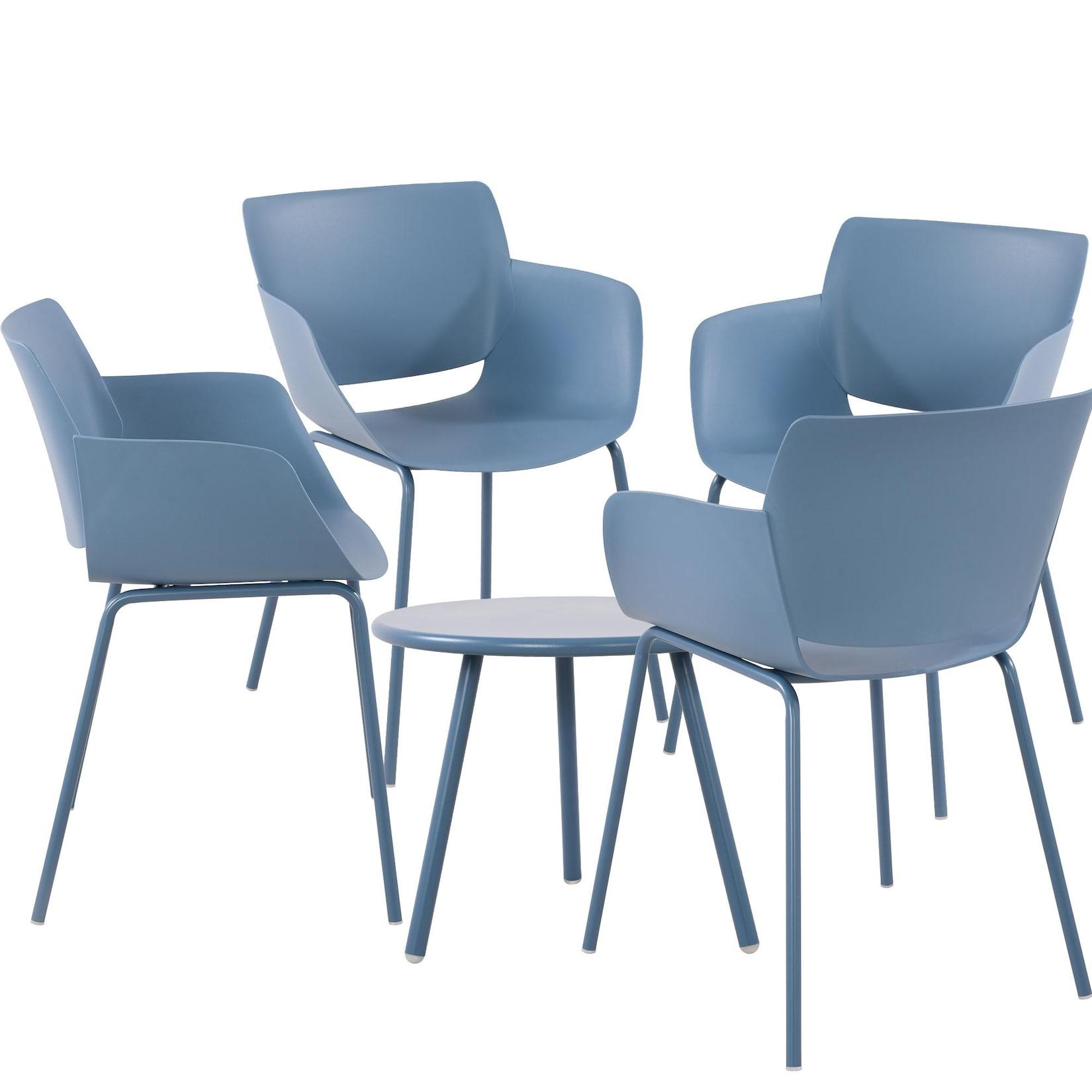 CLP Sitzgruppe Berena 4er - Farbe: blau, Set-Inhalt: 4 Stühle