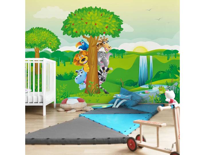 Papier peint animaux de la jungle 432 x 290cm Multicolore