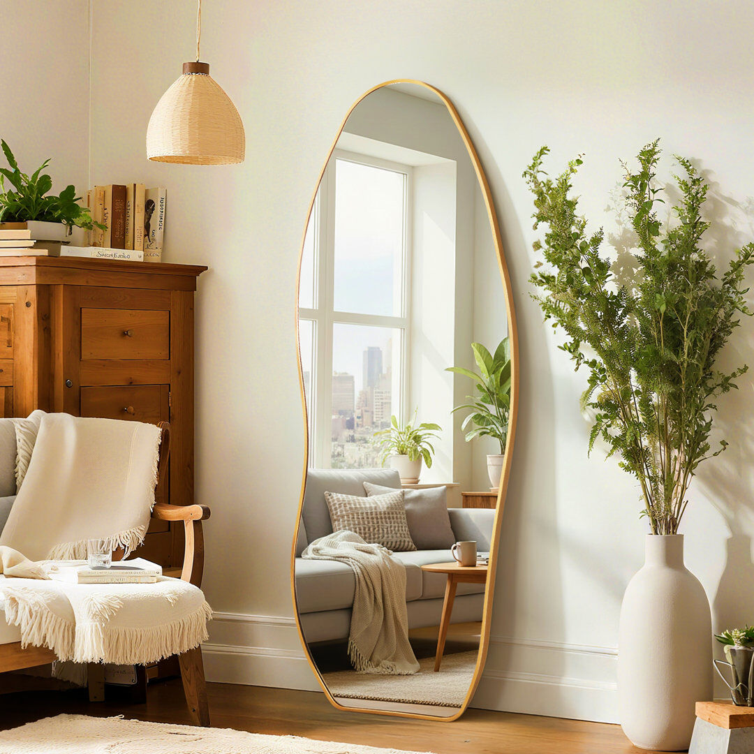 Fairmont Park Aluminium Leaning and Freestanding Full Length Mirror Gold 160 cm H x 60 cm W