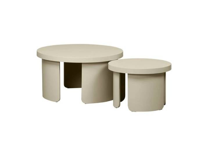 Set de 2 tables basses gigognes rondes beige - Luma
