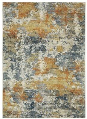 Vista Home Marissa Washable Contemporary Abstract Orange/ Blue Indoor Area Rug