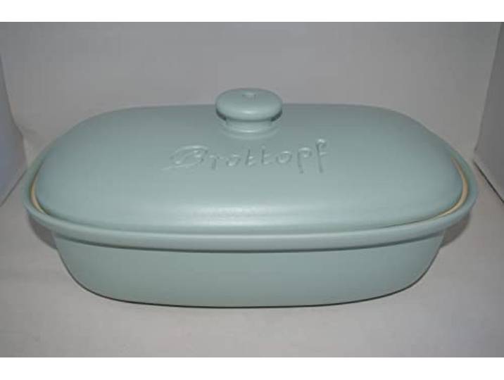 Töpferei Seifert Brottopf Salbei Gross 40 cm Brotkasten Brotbox Brotdose Brotbehälter Steinzeug LxB 41x25